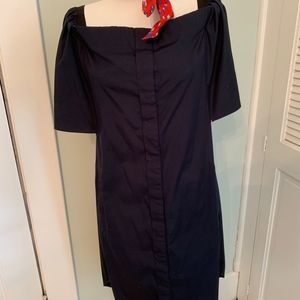 Vince Navy Cotton Poplin Shirt dress